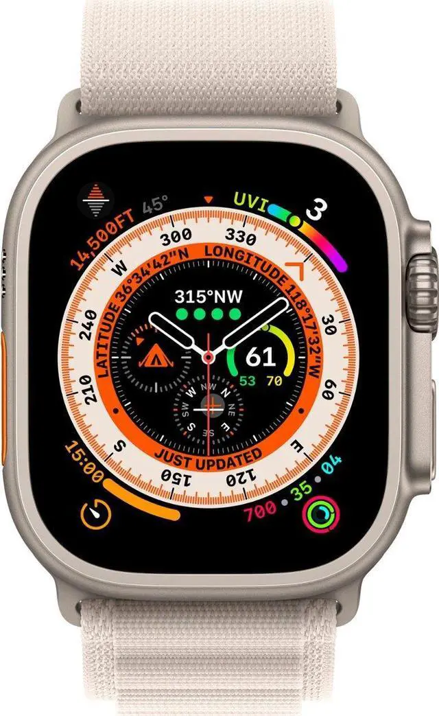 Alt view image 2 of 4 - Apple Watch Ultra (GPS + LTE) 49mm Titanium Case Starlight Alpine Loop - Large