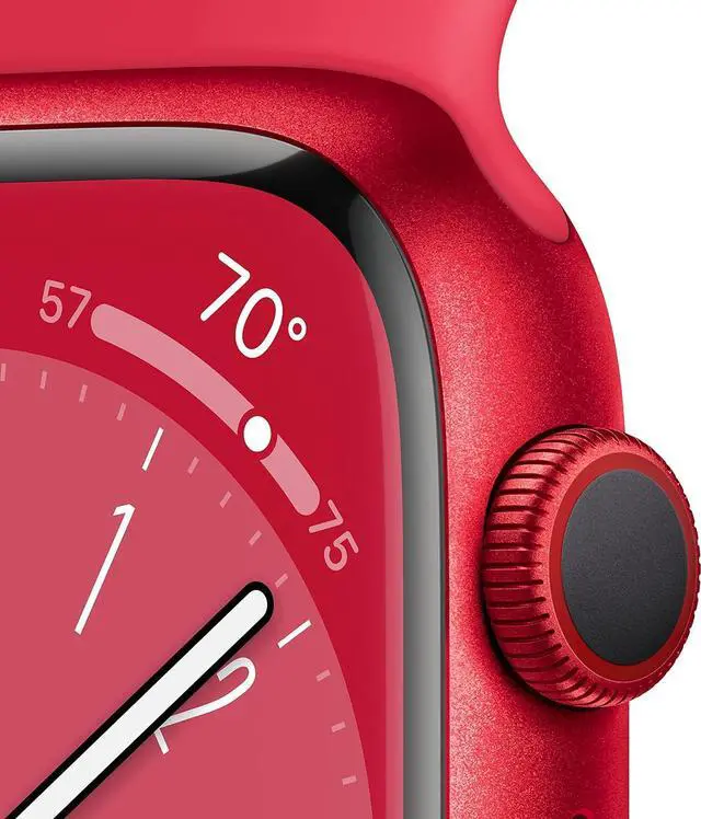 Alt view image 3 of 3 - Apple Watch Series 8 (GPS + LTE) 45MM Red Aluminum Case & Red Sport Band