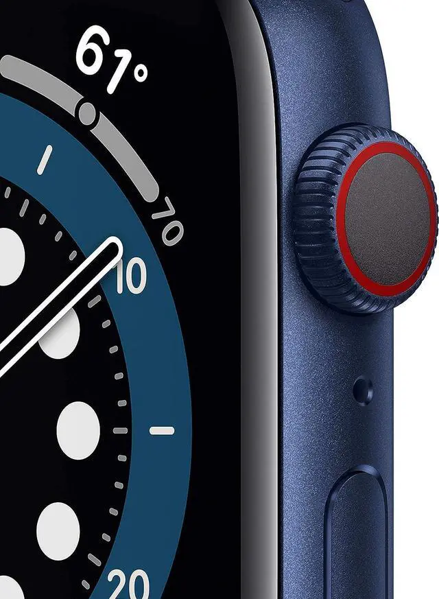 Alt view image 8 of 9 - Apple Watch Series 6 44mm Blue Aluminum Case with Deep Navy Sport Band GPS + Cellular M07J3LL/A