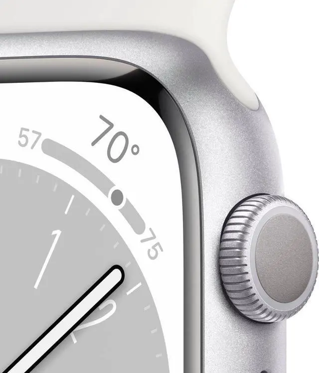 Alt view image 3 of 3 - Apple Watch (GPS + LTE) Series 8 45MM Silver Aluminum Case White Sport Band