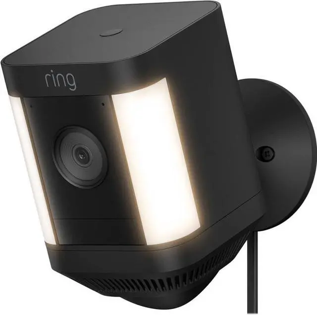 Alt view image 2 of 7 - Ring Spotlight Cam Plus Outdoor/Indoor 1080p Plug-In Surveillance Camera - Black