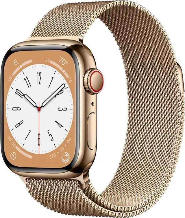 Main image of Apple Watch Series 8 (GPS + LTE) 41MM Gold Stainless Steel Case & Milanese Loop