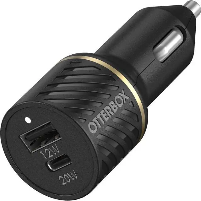 Main image of OtterBox USB-C + USB-A Dual Port 32W Car Charger - Black Shimmer
