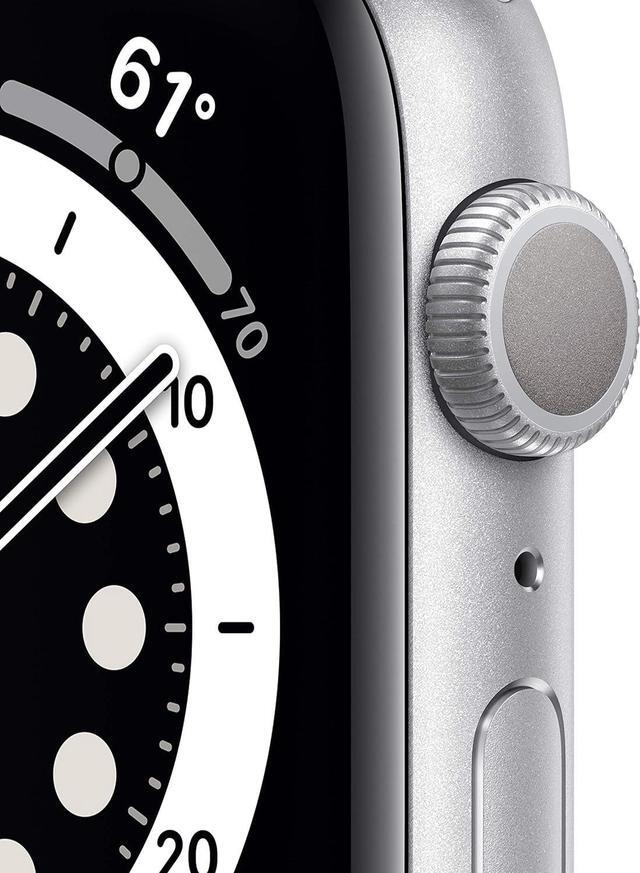 Alt view image 7 of 14 - Apple Watch Series 6 44mm Silver Aluminum Case with White Sport Band GPS M00D3LL/A A2292