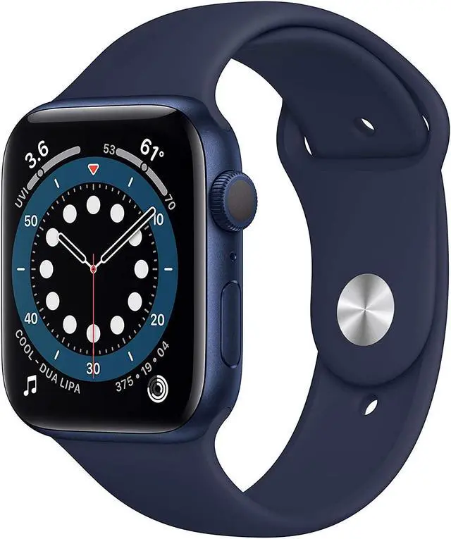 Alt view image 2 of 3 - Apple Watch Gen 6 Series 6 44mm Blue Aluminum - Deep Navy Sport Band M00J3LL/A