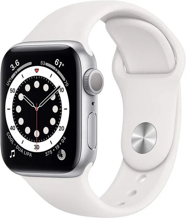 Alt view image 8 of 8 - Apple Series 6 Watch 40mm Silver Aluminum Case with White Sport Band GPS MG283LL/A
