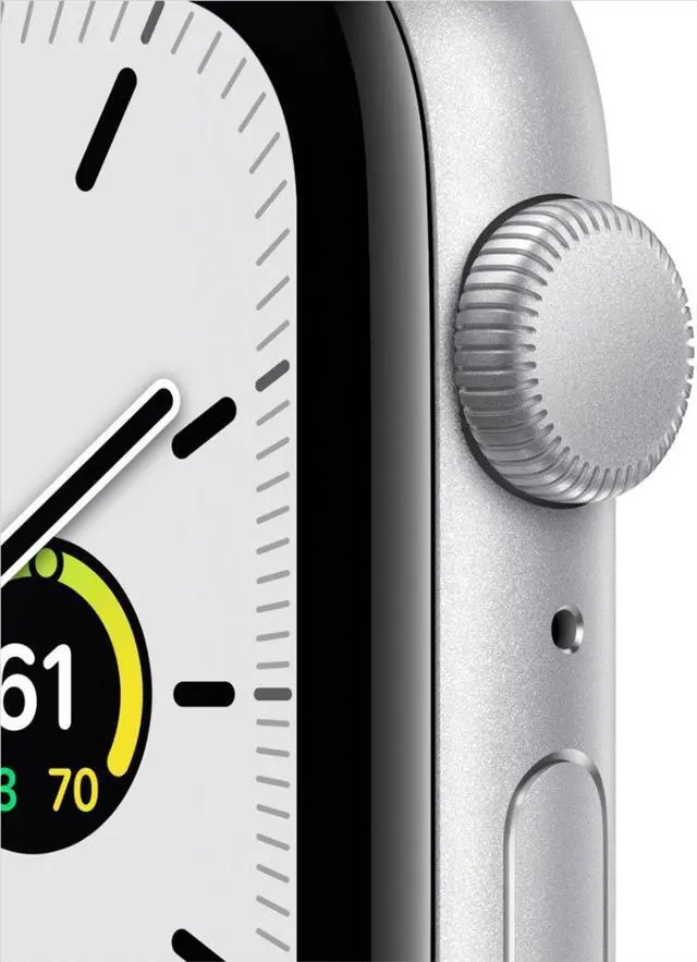 Alt view image 8 of 10 - Apple Watch SE 44mm Silver Aluminum Case with White Sport Band GPS MYDQ2LL/A