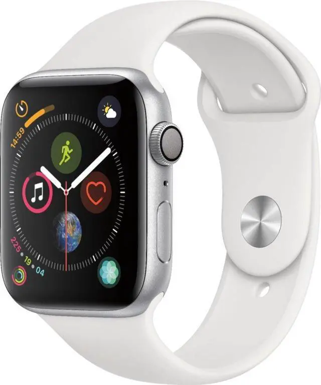 Alt view image 2 of 3 - Apple Watch Series 5 44mm GPS Only, Silver Aluminum Case - White Sport Band