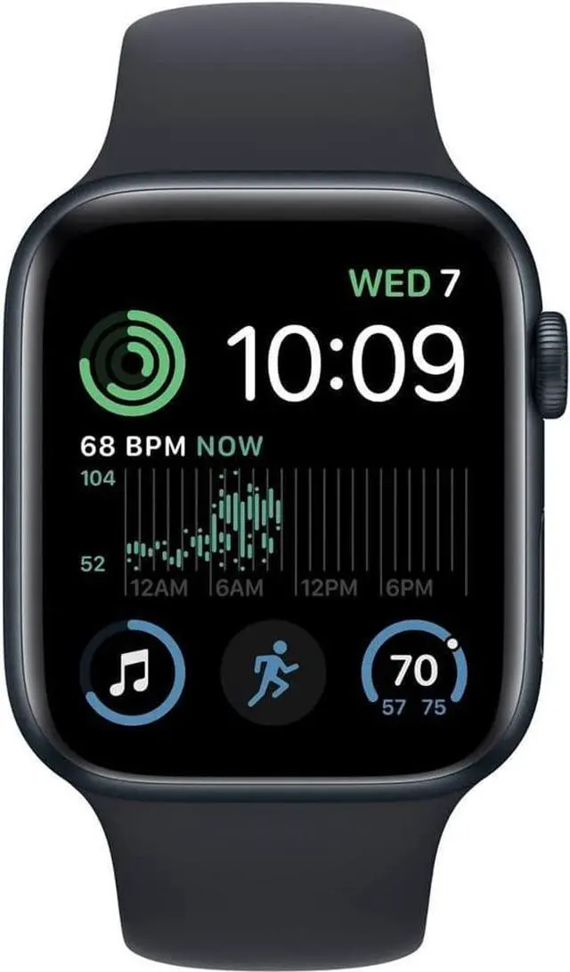 Alt view image 2 of 2 - Apple Watch Series SE 2nd Gen (GPS) 40MM Midnight Aluminum Case Black Sport Band