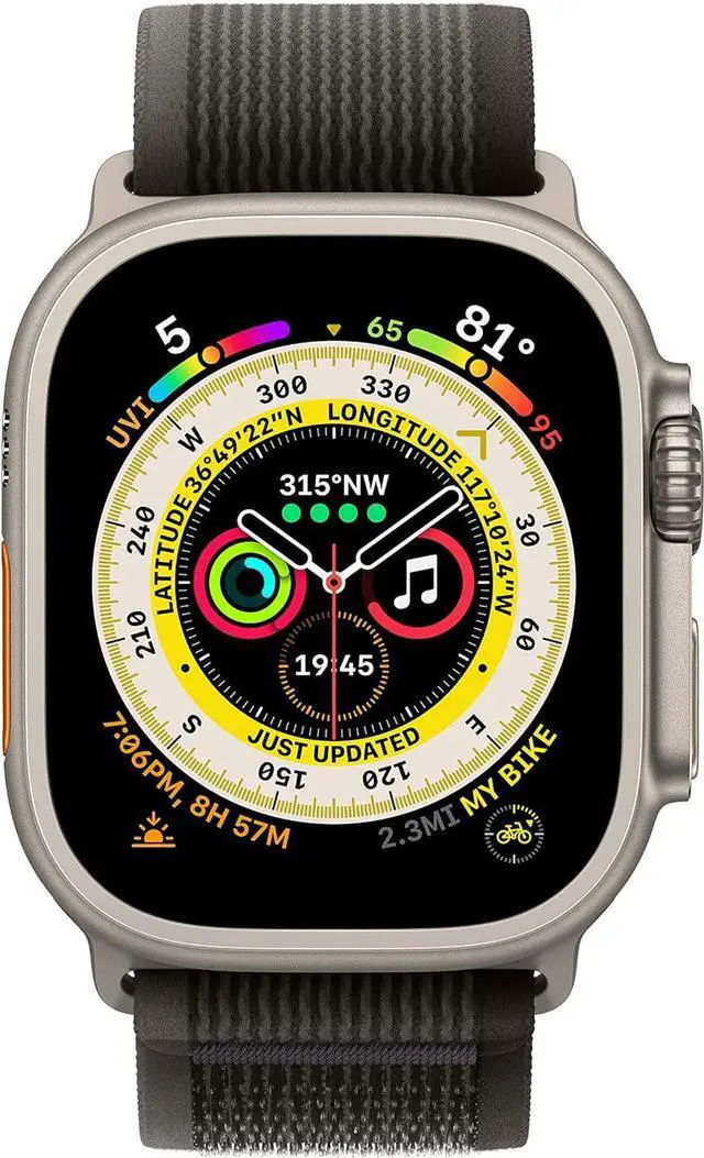 Alt view image 2 of 3 - Apple Watch Ultra (GPS + LTE) 49mm Titanium Case w/ Black/Gray Trail Loop - M/L
