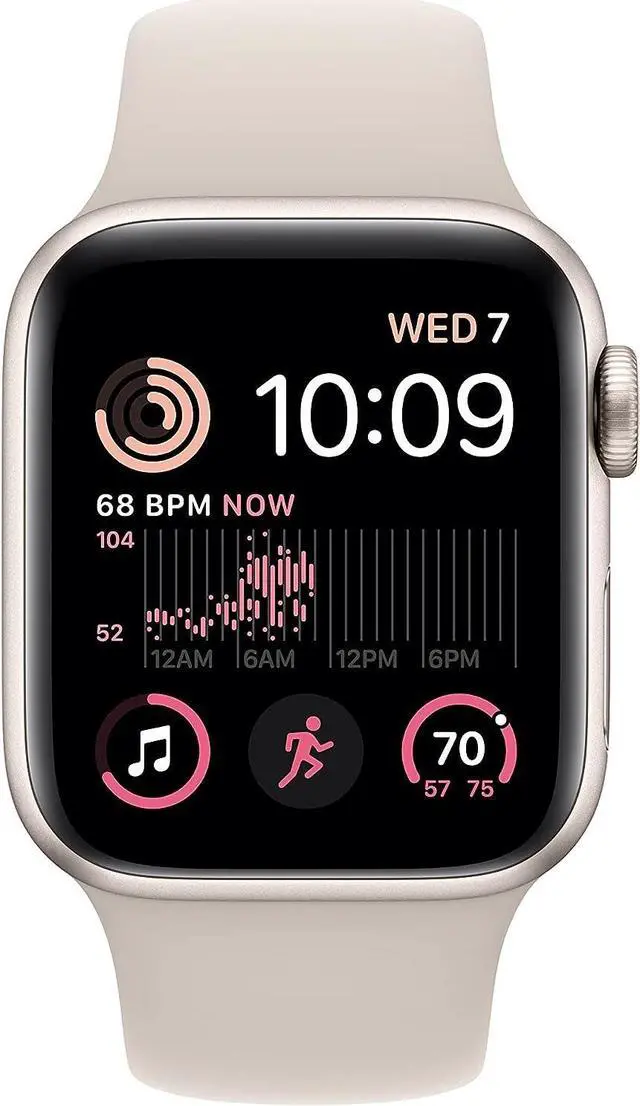 Alt view image 2 of 3 - Apple Watch Series SE 2nd Gen (GPS) 40mm Starlight Aluminum Case & Sport Band