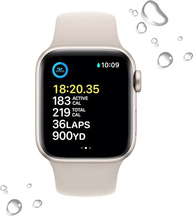 Alt view image 3 of 3 - Apple Watch Series SE 2nd Gen (GPS) 40mm Starlight Aluminum Case & Sport Band