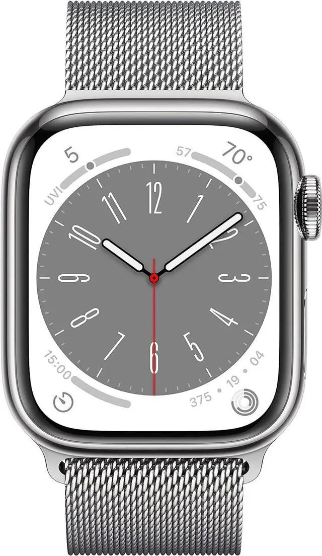 Alt view image 2 of 3 - Apple Watch Series 8 (GPS+LTE) 41mm Silver Stainless Steel Case & Milanese Loop