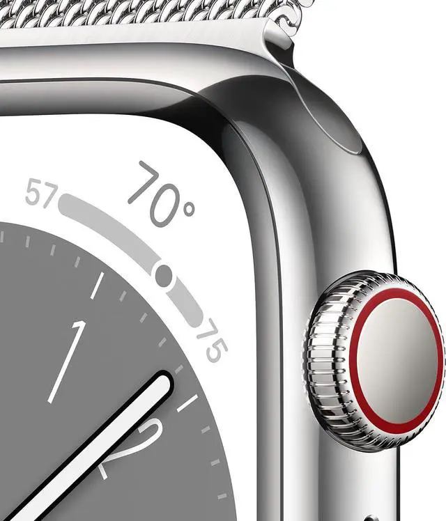 Alt view image 3 of 3 - Apple Watch Series 8 (GPS+LTE) 41mm Silver Stainless Steel Case & Milanese Loop