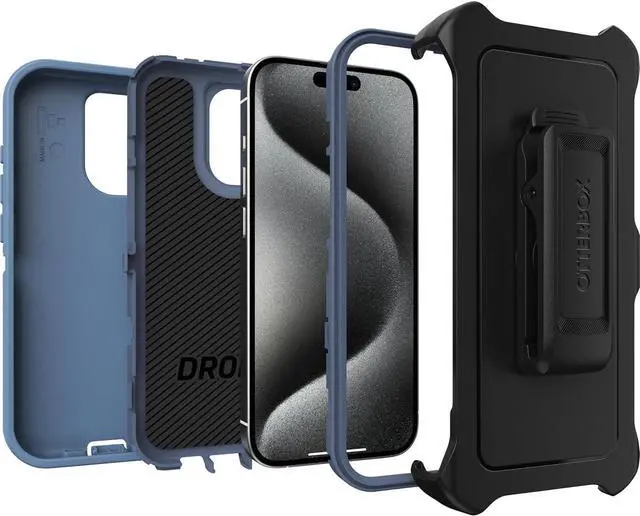 Alt view image 3 of 4 - OtterBox DEFENDER SERIES Case for Apple iPhone 15 Pro - Baby Blue Jeans (Blue)
