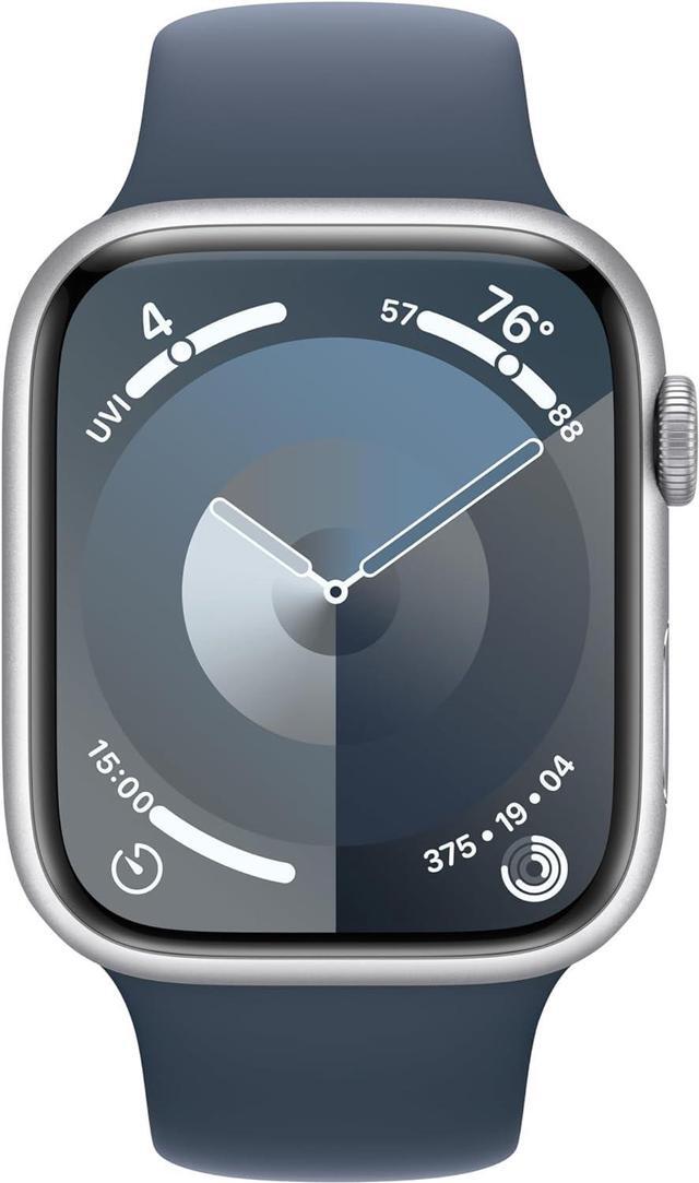 Main image of Apple Watch Series 9 (GPS + LTE) 41MM Silver Aluminum Case Storm Blue Sport Band