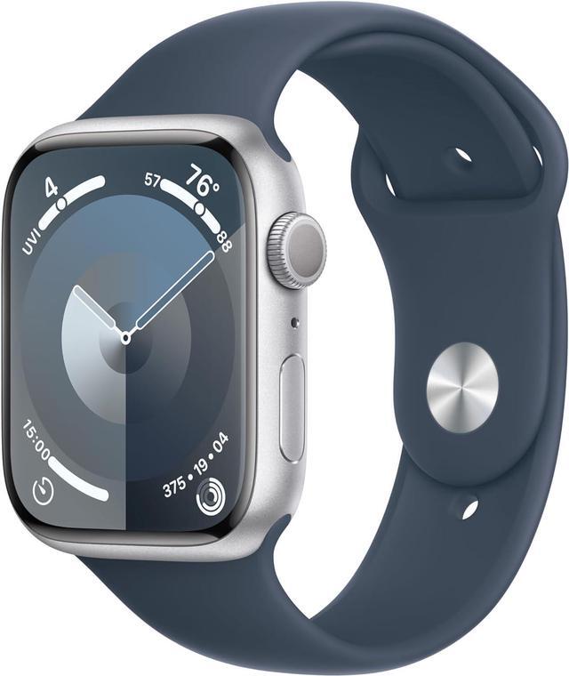 Alt view image 3 of 3 - Apple Watch Series 9 (GPS + LTE) 41MM Silver Aluminum Case Storm Blue Sport Band