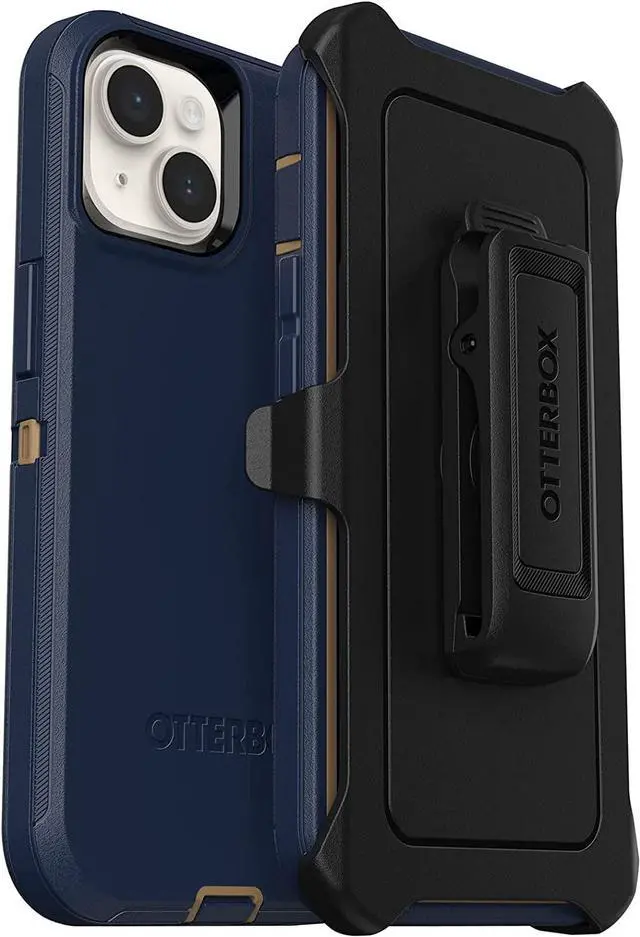 Alt view image 4 of 5 - OtterBox Defender Series Case & Holster for Apple iPhone 14 Plus - Blue