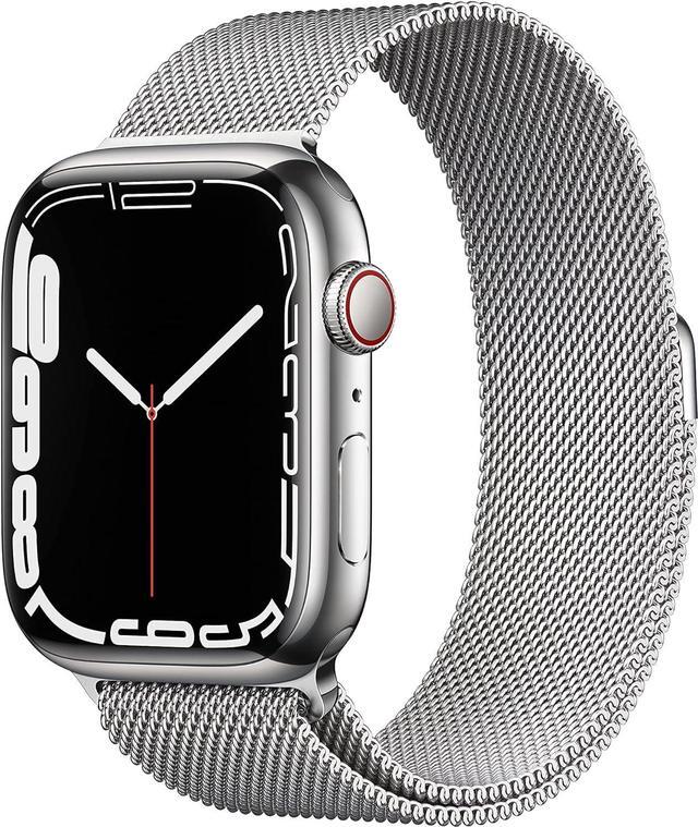 Main image of Apple Watch Series 7 (GPS+LTE) 45MM Silver Stainless Steel Case & Milanese Loop