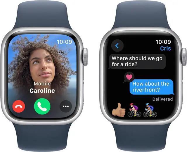 Alt view image 3 of 3 - Apple Watch S9 (GPS) 41MM Silver Aluminum Case Storm Blue Sport Band