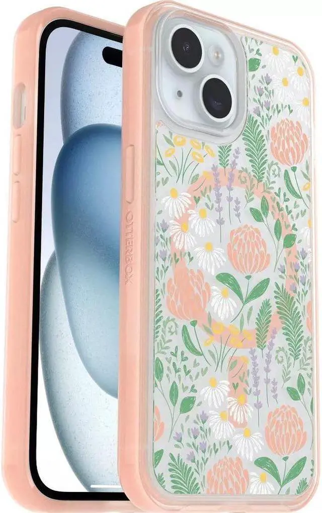 Alt view image 3 of 3 - OtterBox SYMMETRY SERIES Case for Apple iPhone 15, 14, & 13 - Peachy Bloom