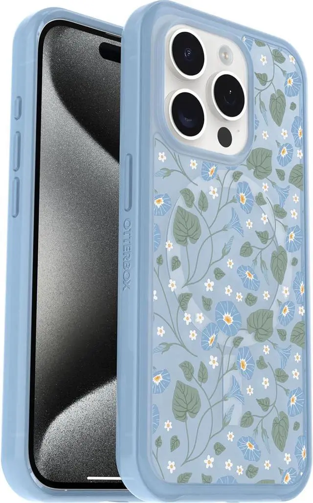 Alt view image 3 of 3 - OtterBox SYMMETRY SERIES Case for iPhone 15 Pro - Dawn Floral (Blue)