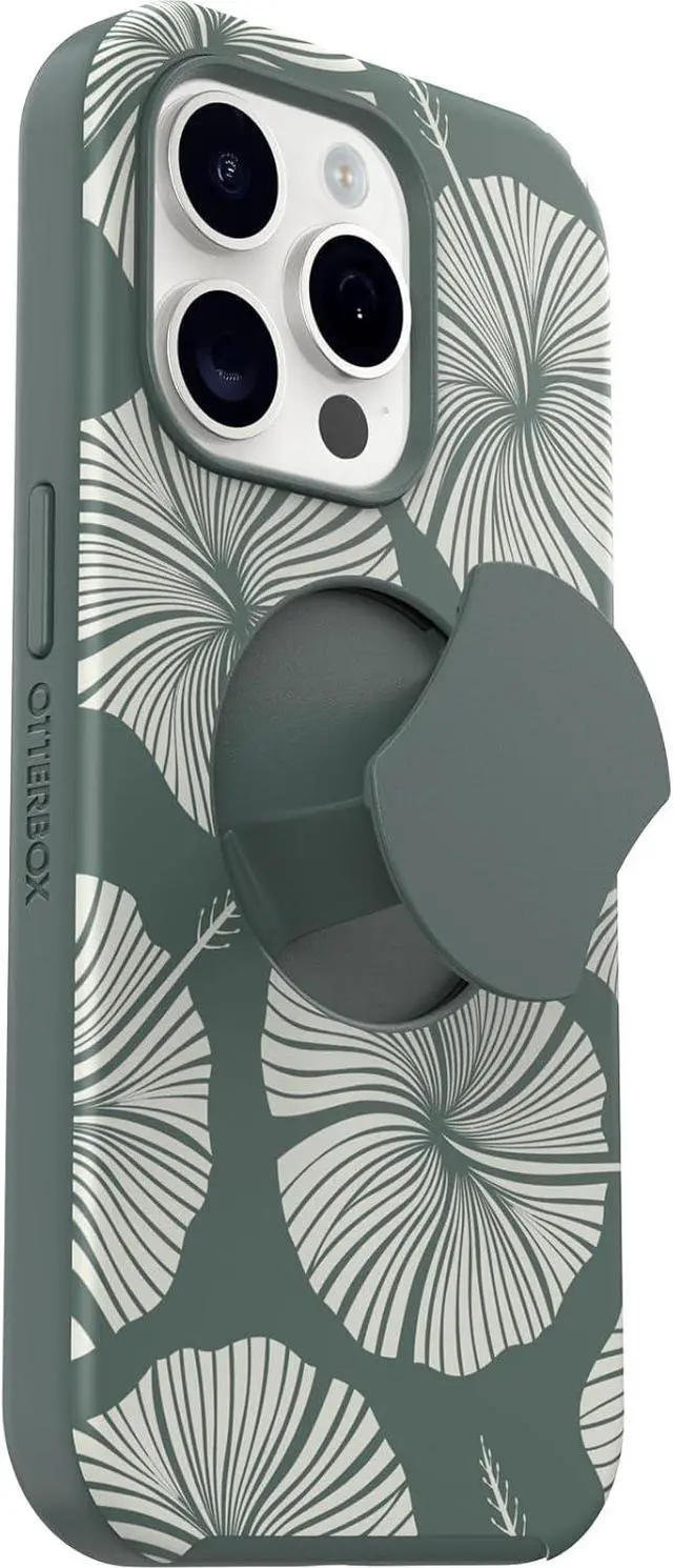Alt view image 3 of 3 - OtterBox OtterGrip SYMMETRY SERIES Case for iPhone 15 Pro - Island Getaway (Green)