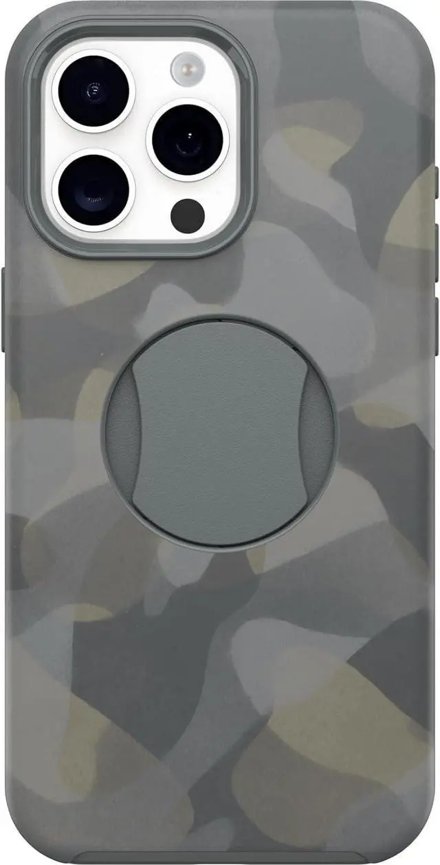 Main image of OtterBox OtterGrip SYMMETRY SERIES Case for iPhone 15 Pro Max - Iron Camo (Grey)