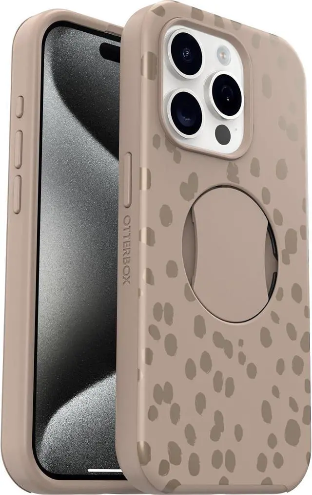 Alt view image 3 of 3 - OtterBox OtterGrip SYMMETRY SERIES Case for iPhone 15 Pro Max - On The Spot (Brown)