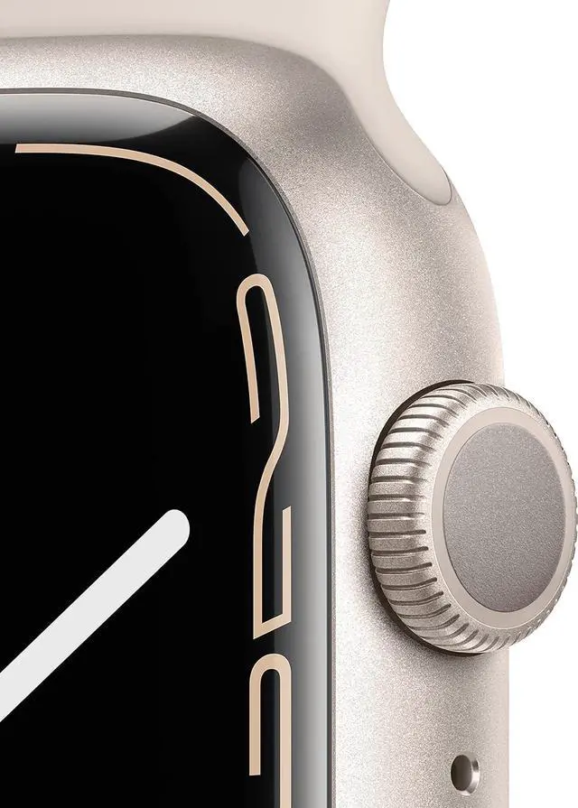 Alt view image 6 of 6 - Apple Watch Series 7 45mm GPS Starlight Aluminum Case - Starlight Sport Band