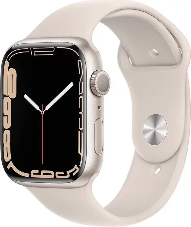 Alt view image 5 of 6 - Apple Watch Series 7 45mm GPS Starlight Aluminum Case - Starlight Sport Band