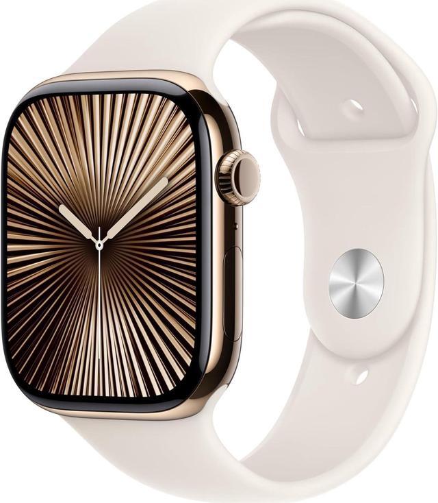 Main image of Apple Watch Series 10 (GPS + LTE) 46mm Gold Titanium Case Starlight Sport Band