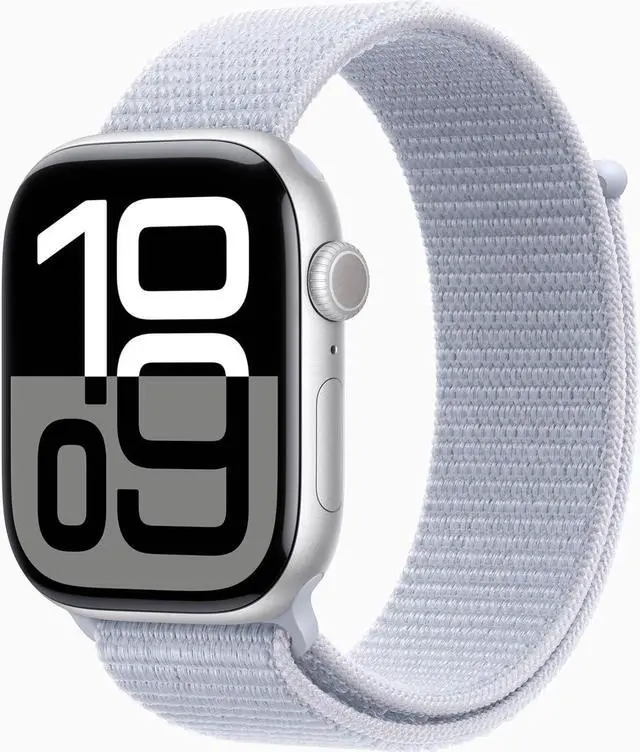 Main image of Apple Watch Series 10 (GPS+LTE) 46MM Silver Aluminum Case Blue Cloud Sport Loop