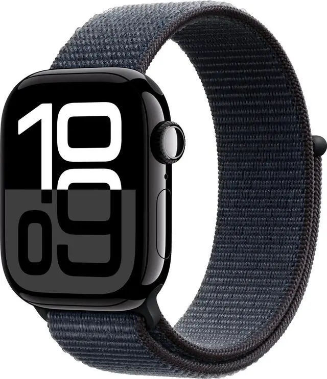 Main image of Apple Watch Series 10 (GPS+LTE) 42mm Jet Black Aluminum Case Black Sport Loop