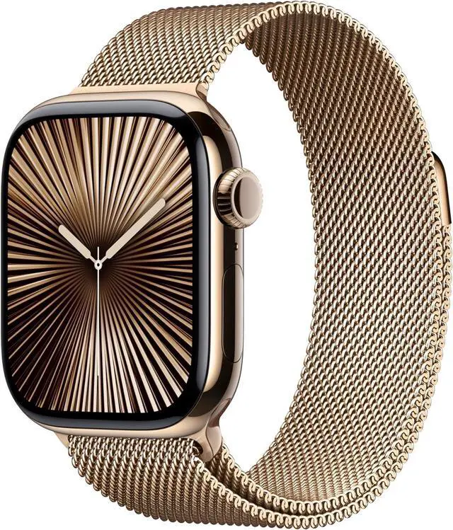 Main image of Apple Watch Series 10 (GPS+LTE) 42MM Gold Titanium Case Gold Milanese Loop