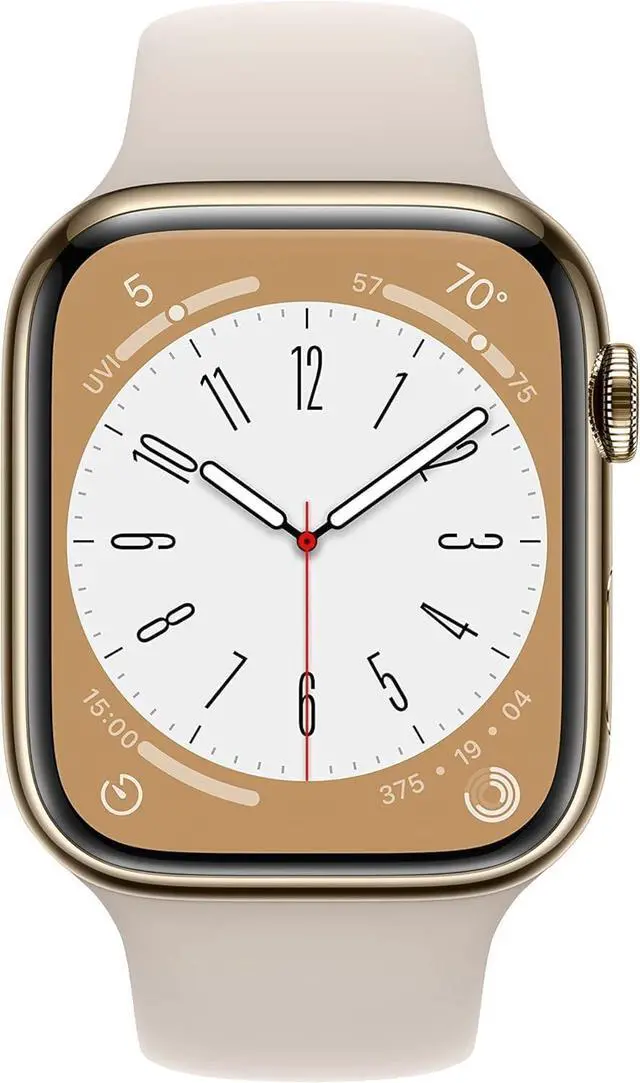 Alt view image 2 of 2 - Apple Watch Series 8 (GPS + LTE) 45MM Gold Stainless Steel Case Starlight Sport Band