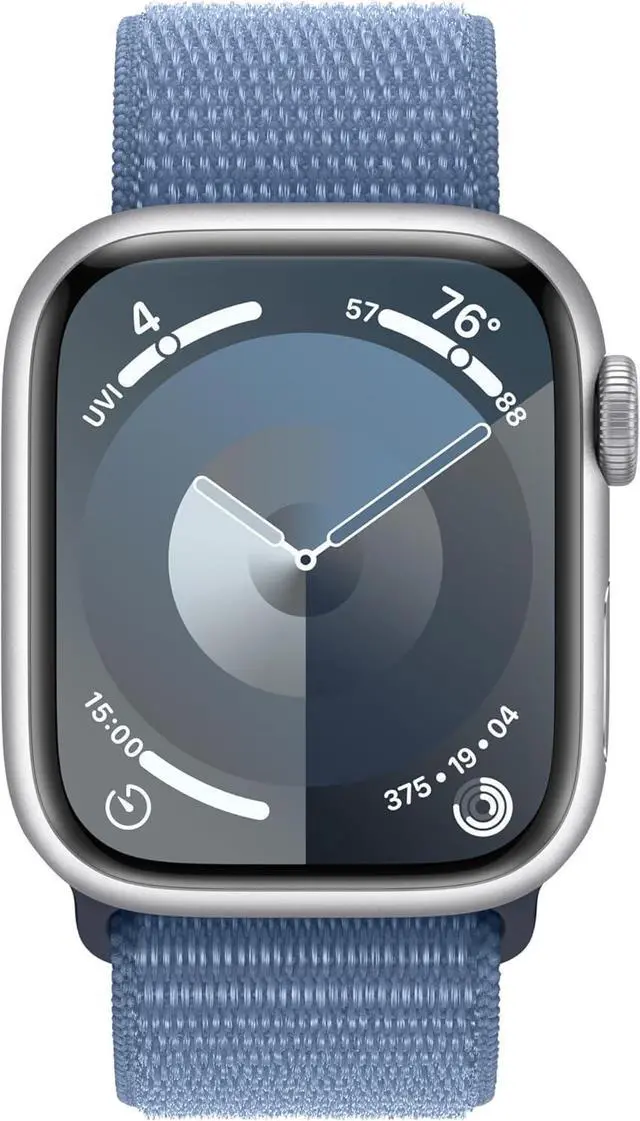 Alt view image 2 of 3 - Apple Watch Series 9 (GPS + LTE) 41MM Silver Aluminum Case Winter Blue Sport Loop