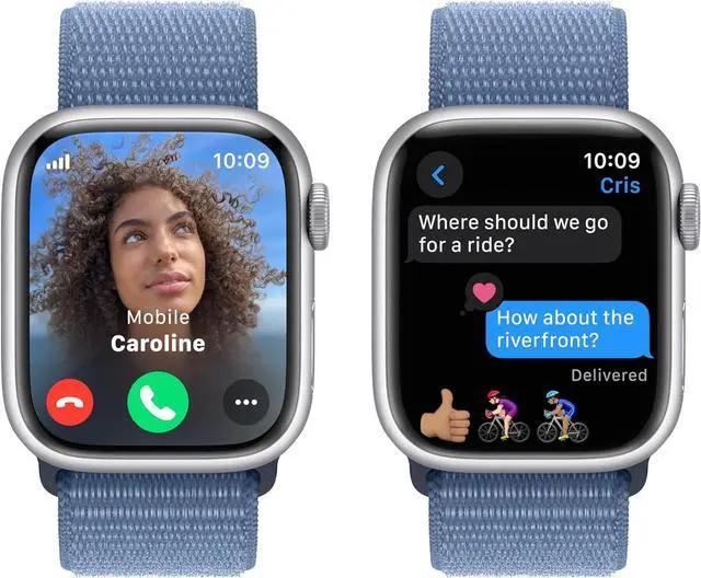 Alt view image 3 of 3 - Apple Watch Series 9 (GPS + LTE) 41MM Silver Aluminum Case Winter Blue Sport Loop