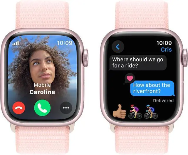 Alt view image 3 of 3 - Apple Watch Series 9 (GPS + LTE) 45MM Pink Aluminum Case Light Pink Sport Loop