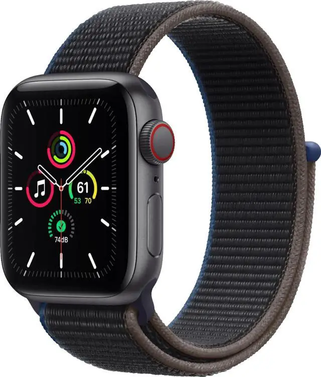 Alt view image 2 of 3 - Apple Watch SE Cell 40mm Space Gray Aluminum - Charcoal Sport Loop MYEE2LL/A