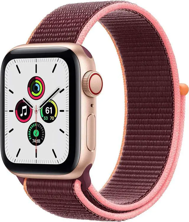 Alt view image 2 of 4 - Apple Watch SE Cell 40mm Gold Aluminum - Plum Sport Loop MYEC2LL/A