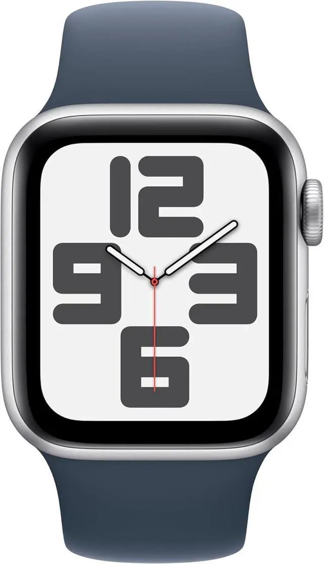 Alt view image 4 of 5 - Apple Watch SE (GPS, 40mm) - Silver Aluminum Case with Abyss Blue Sport Band