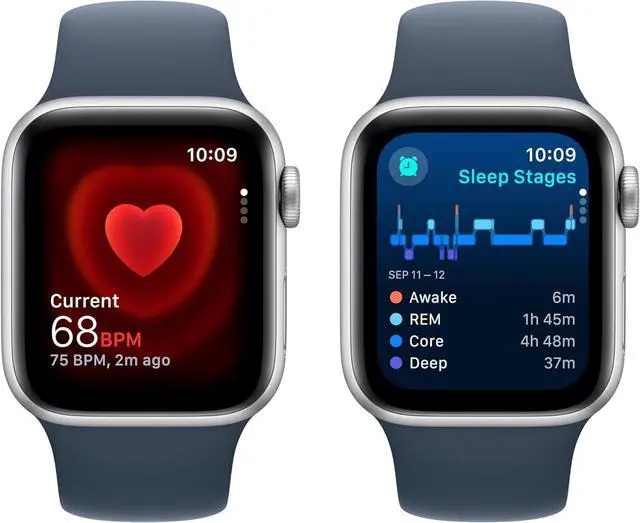 Alt view image 5 of 5 - Apple Watch SE (GPS, 40mm) - Silver Aluminum Case with Abyss Blue Sport Band