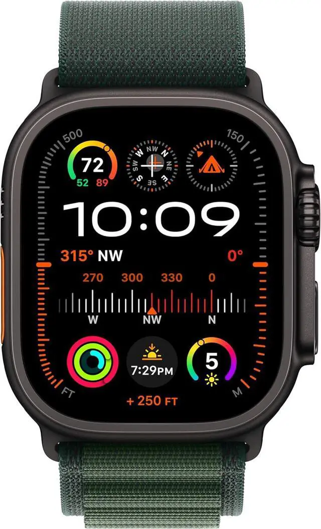 Alt view image 2 of 2 - Apple Watch Ultra 2 (GPS + LTE) 49MM  Black Titanium Case Dark Green Alpine Loop