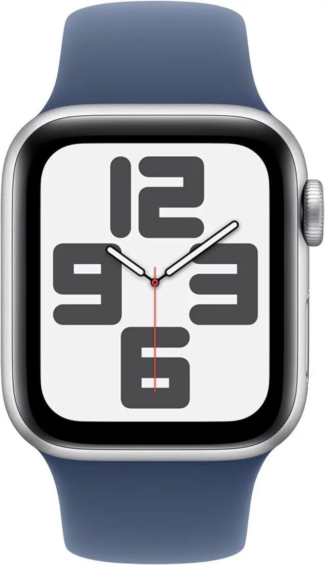 Alt view image 2 of 2 - Apple Watch Series SE 2nd Gen (GPS+LTE) 40mm Silver Aluminum Case Denim Sport Band