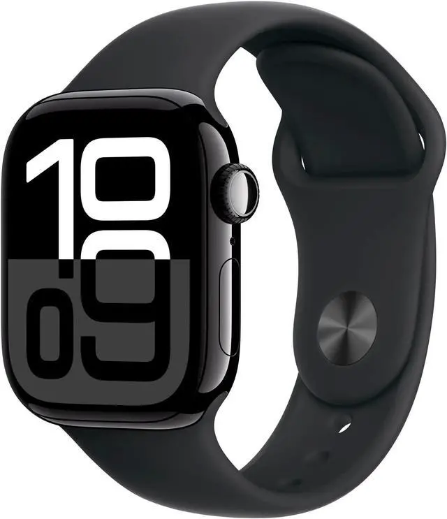 Main image of Apple Watch Series 10 (GPS) 42MM Jet Black Aluminum Case Black Sport Band