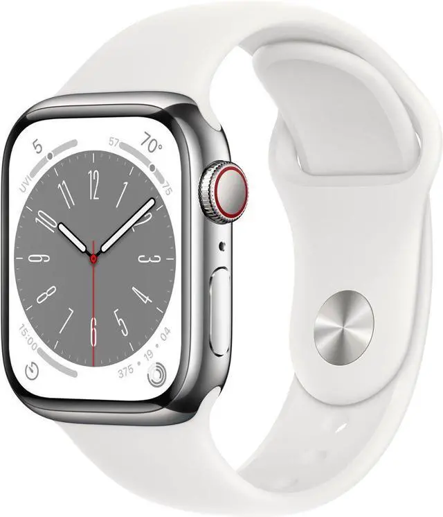 Main image of Apple Watch Series 8 (GPS + LTE) 41MM Stainless Steel Case White Sport Band