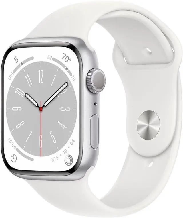 Main image of Apple Watch Series 8 (GPS) 41mm Silver Aluminum Case - White Sport Band - S/M - MP6L3LL/A - Good Condition
