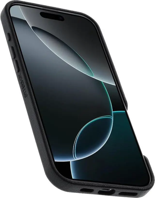 Alt view image 2 of 3 - OtterBox SYMMETRY SERIES Cactus Leather Case for iPhone 16 Pro Max - Noir Ash (Black)