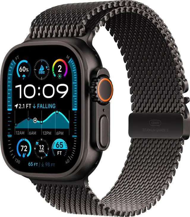 Main image of Apple Watch Ultra 2 (GPS + LTE) 49MM Black Titanium Case Black Milanese Loop